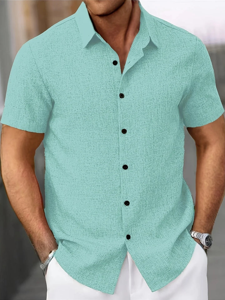 Dwight - Camicia Leggera In Misto Lino A Maniche Corte