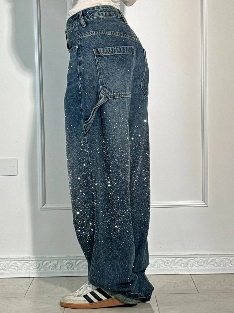 Zella - Jeans Comodi con Strass Luccicanti