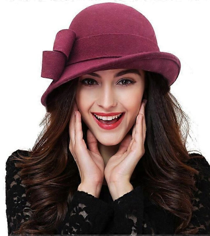 Klaver - Cappello Vintage In Feltro Con Fiocco Laterale