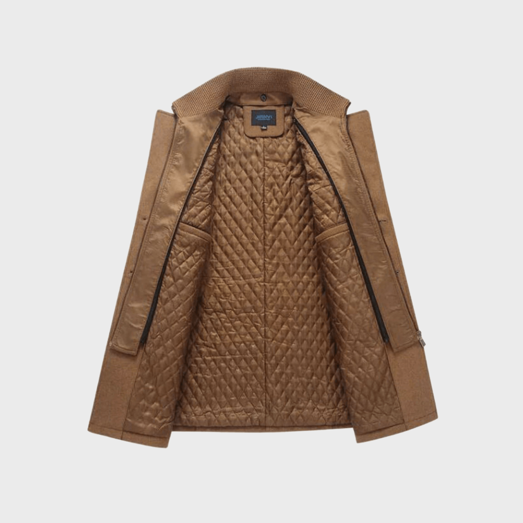 Sabron - Cappotto Trapuntato In Lana Con Zip Frontale