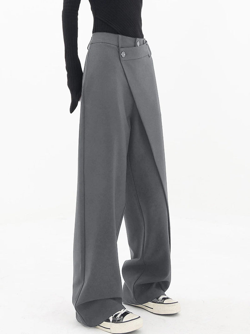 Nela - Pantaloni Sartoriali a Vita Alta Con Fondo Asimmetrico