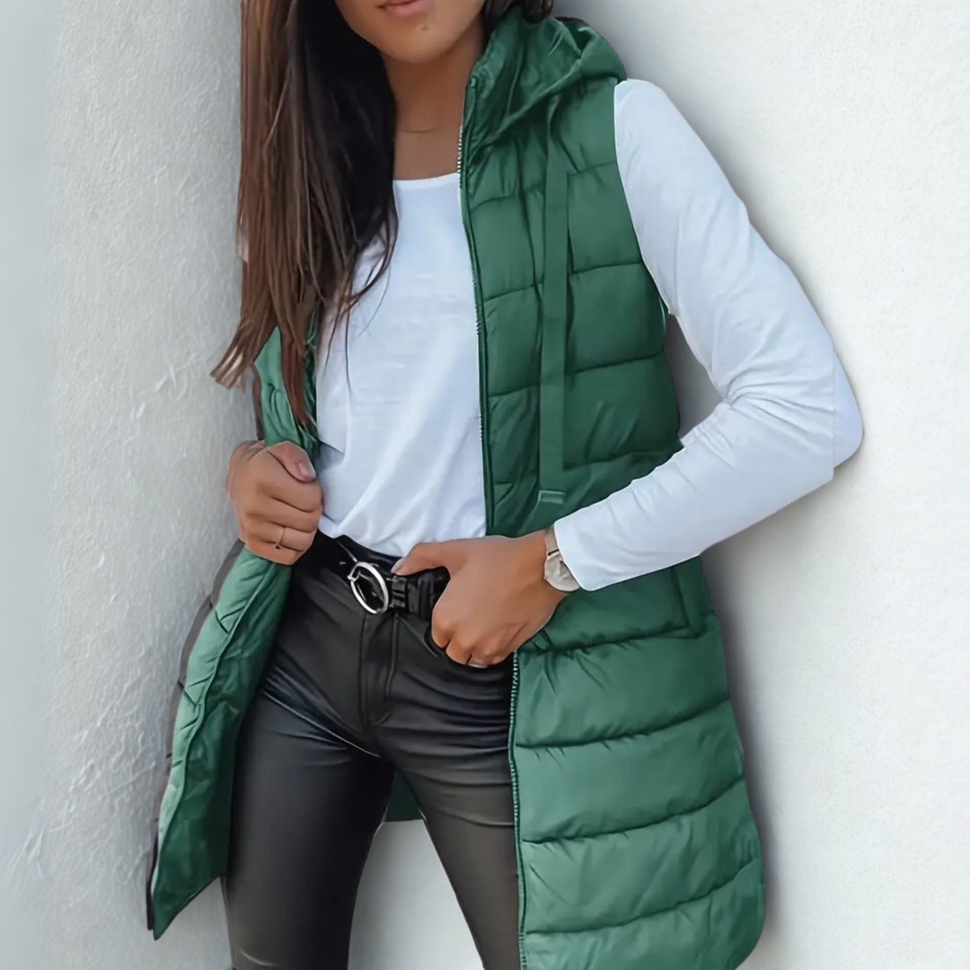 Maurina - Gilet Puffer Lungo Senza Maniche Casual