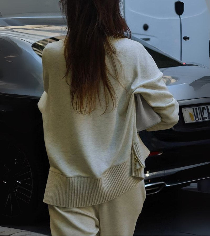 Blandine - Set Dovuto Pezzi Lavorato A Maglia Maglione A Collo Alto E Pantaloni A Gamba Larga