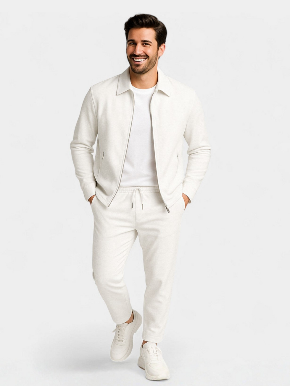 Tobiana - Set Composto Da Giacca Con ZIP a Trama Lavorata E Pantaloni Con Coulisse