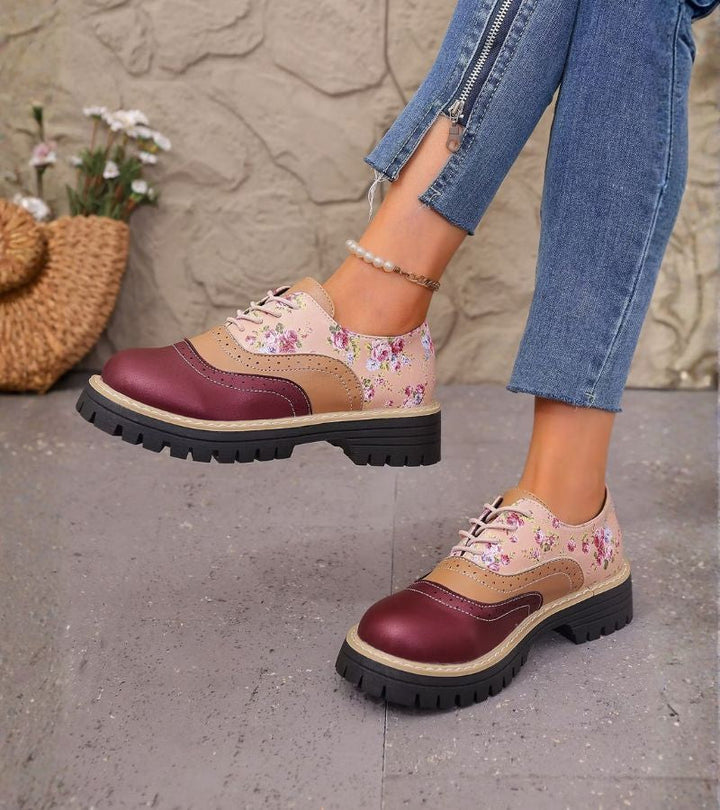 Kiela - Scarpe Oxford a Motivi Floreali Con Suola a Tasselli Spessi