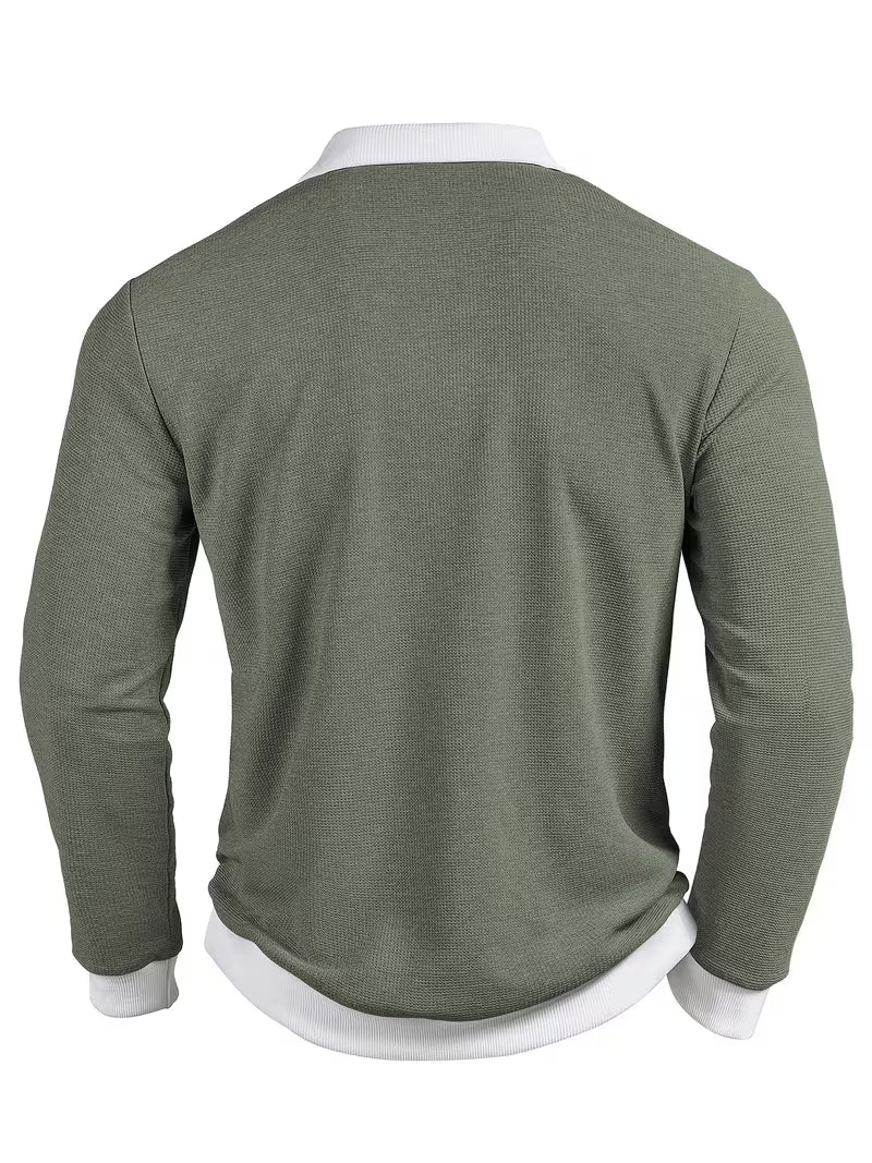 Gennady - Camicia In Maglia Waffle Testurizzata Con Colletto a Contrasto