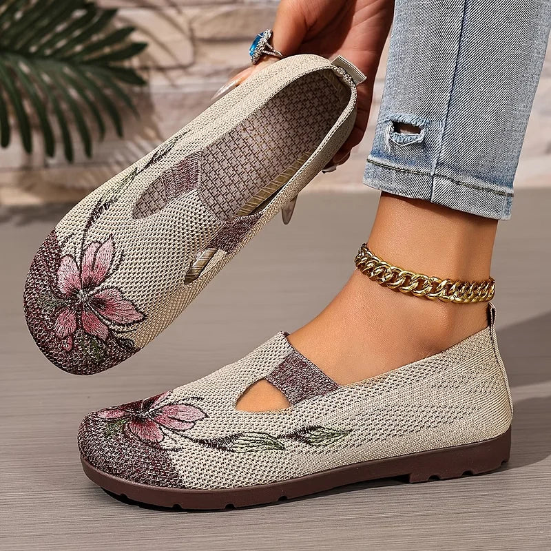 Martine – Scarpe In Maglia Traspirante Con Ricami Floreali