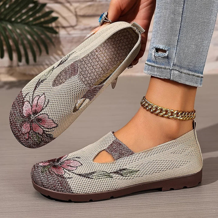 Martine – Scarpe In Maglia Traspirante Con Ricami Floreali
