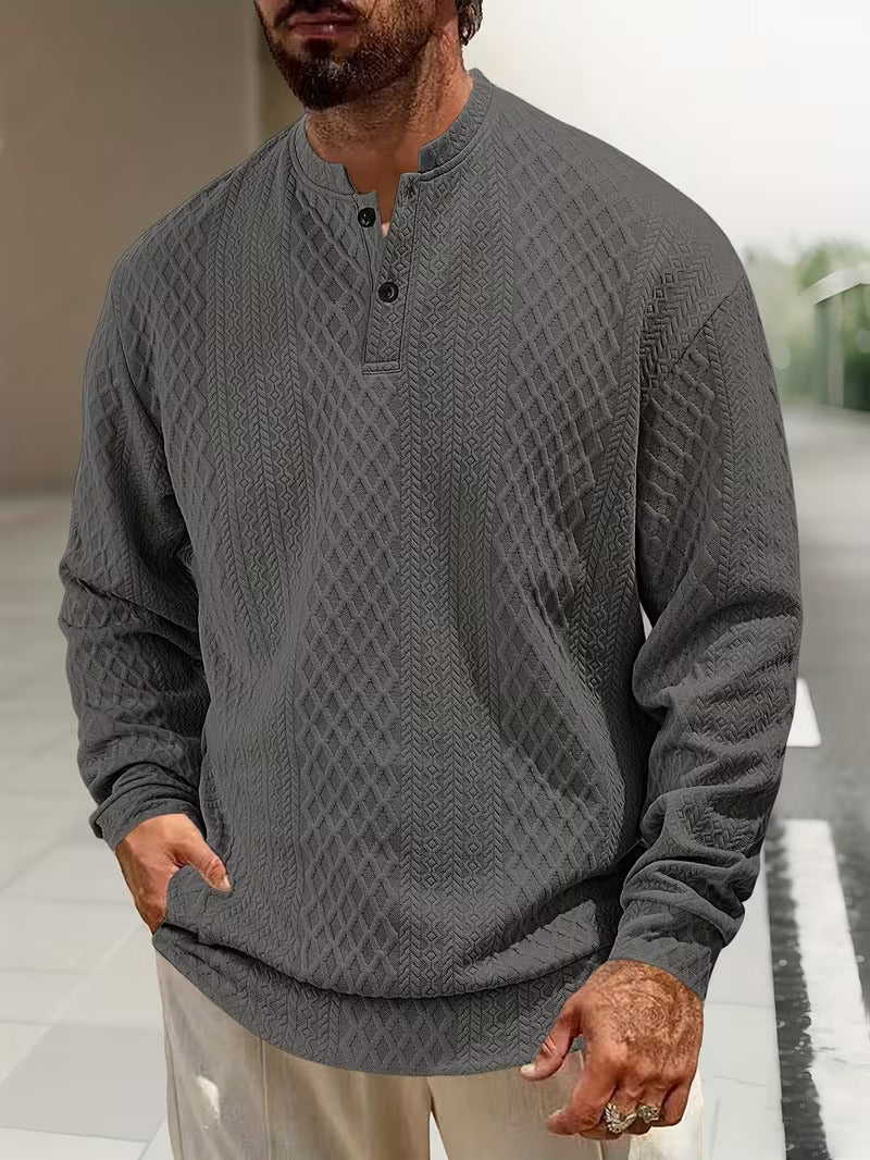 Mathew – Maglione Henley a Maniche Lunghe In Maglia Geometrica