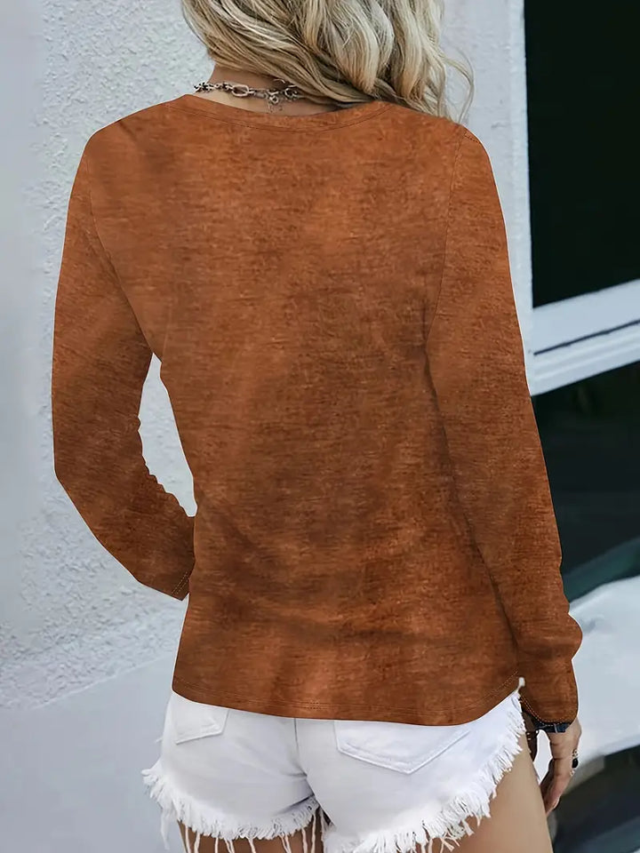 Kaelis - Top Casuale Con Scollo Rotondo e Maniche Lunghe