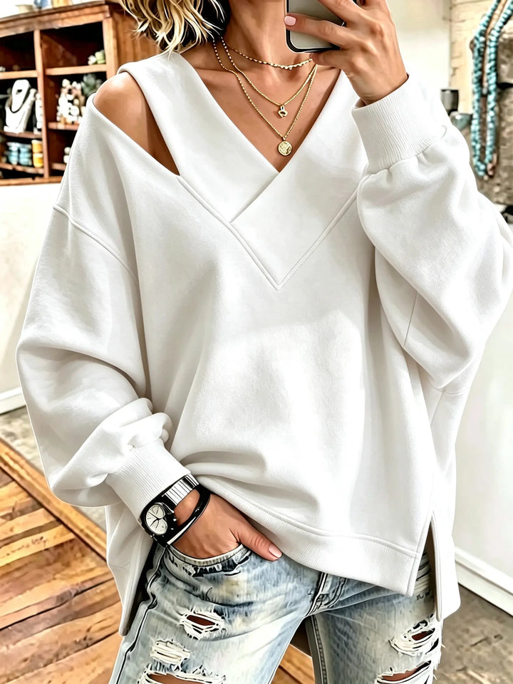 Kirstan - Felpa Oversize Chic Con Scollo a V e Cut Out