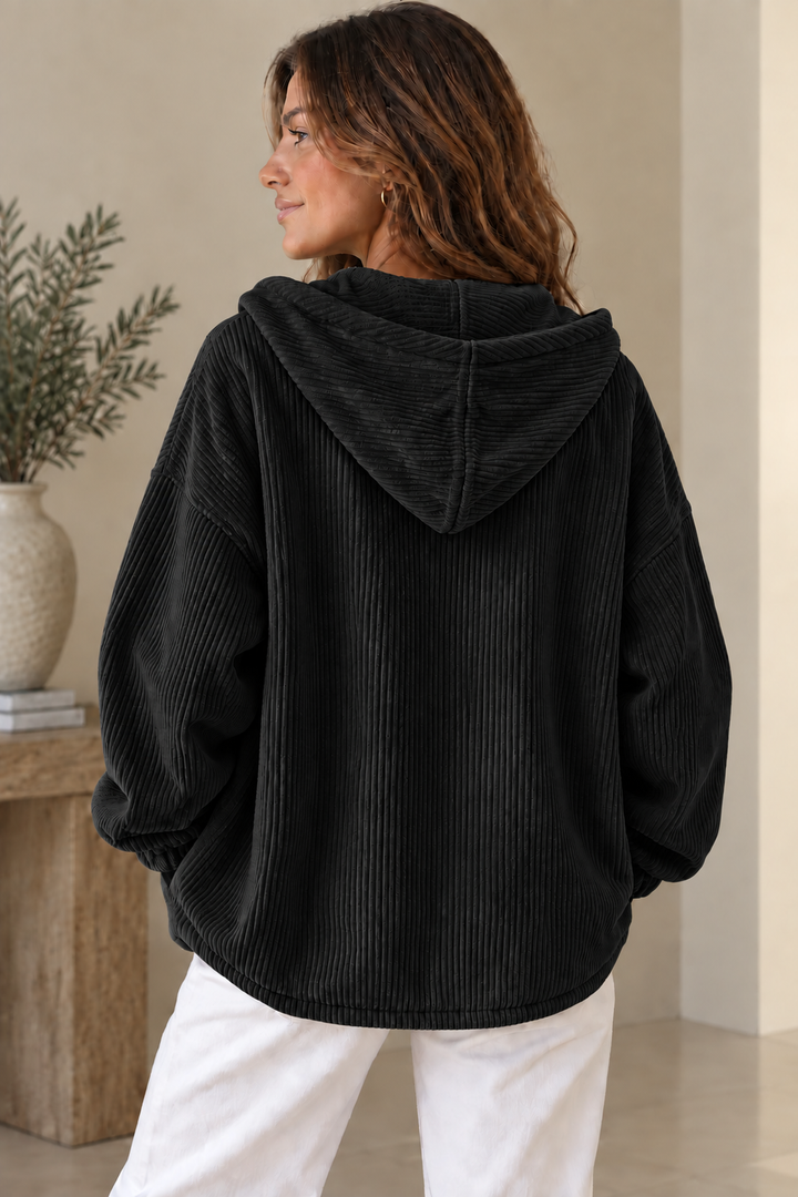 Nalina - Giacca Oversize Con Cappuccio in Velluto a Coste