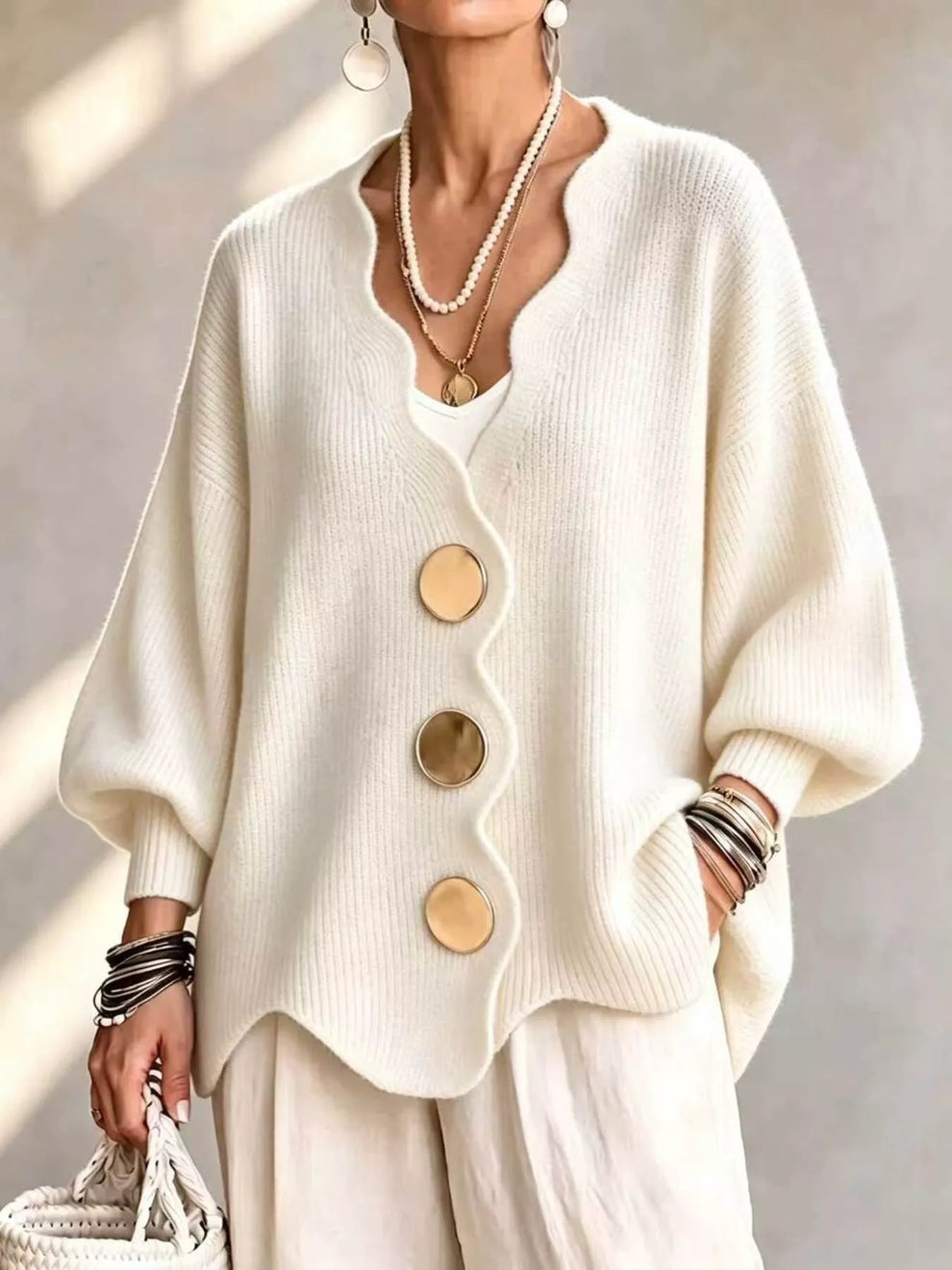 Gilian - Cardigan Abbottonato Con Bordo Smerlato