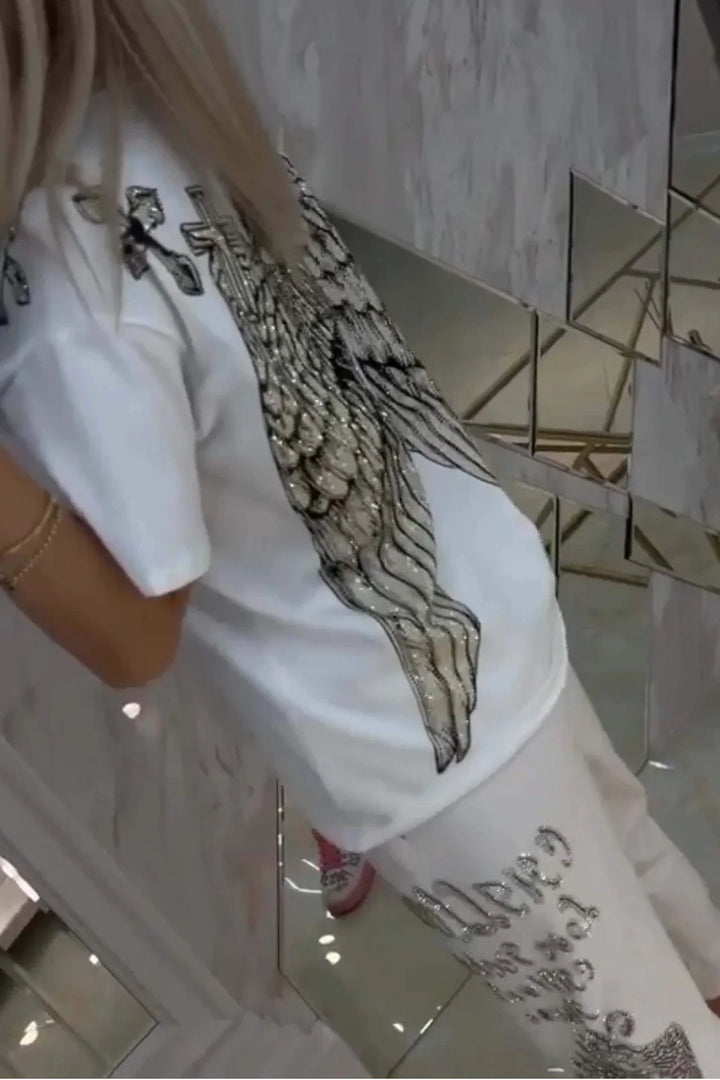 Quinzella - Set Pantaloni e Top Stampati Alla Moda