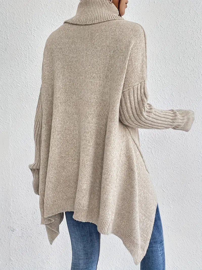 Laora - Maglione Casuale a Maniche Lunghe Con Collo Alto