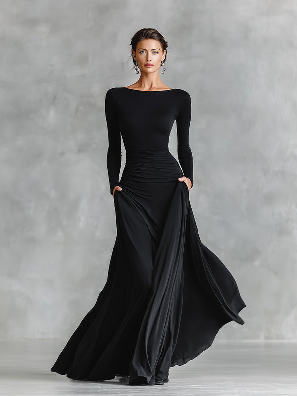 Hestia - Elegante maxi Abito con pieghe Fluenti