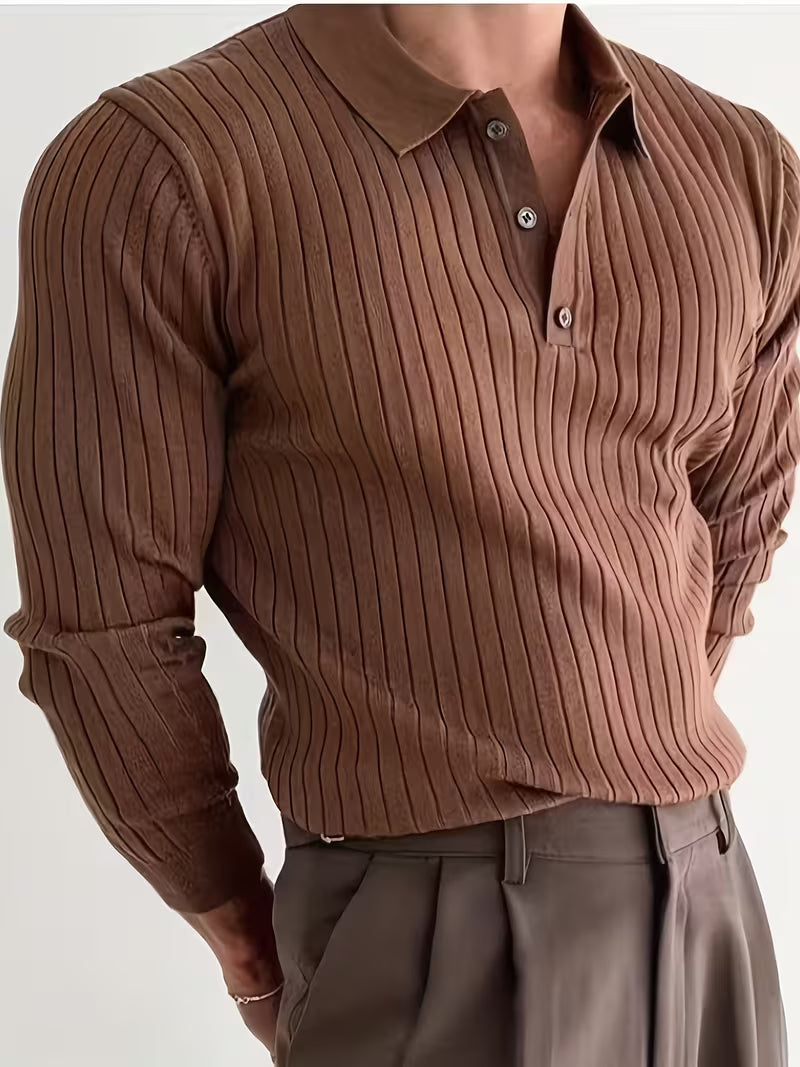 Kaeran - Elegante Maglione Polo in Maglia a Coste
