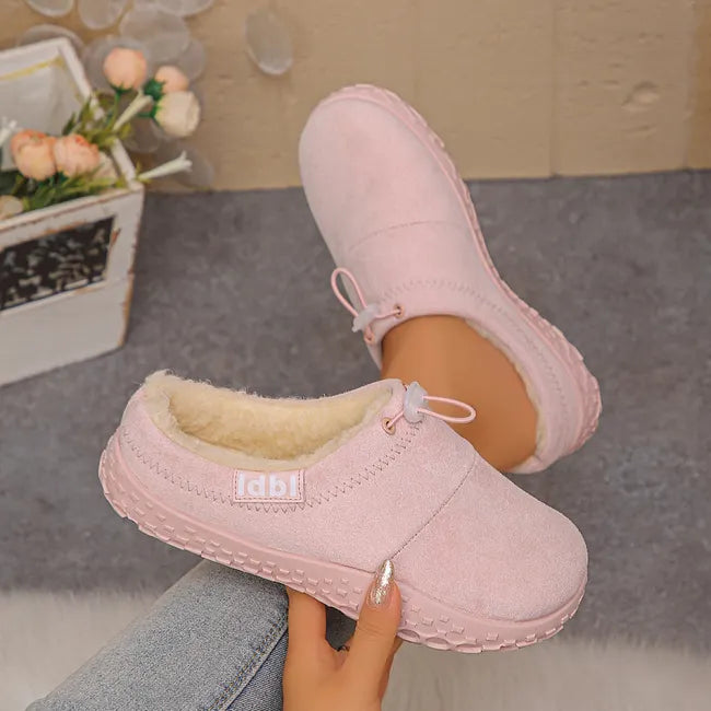 Damilya - Faux Suede Fleece Lined Drawstring Slip-On Shoes