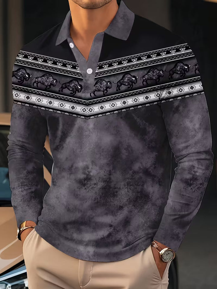 Tamas - Polo Casual Vintage Con Stampa 3D a Colori