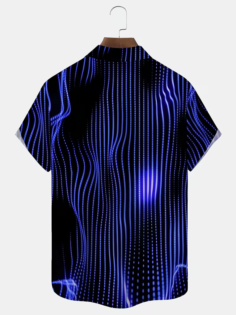 Ludwig - Camicia Casual Con Stampa a Righe Artistiche