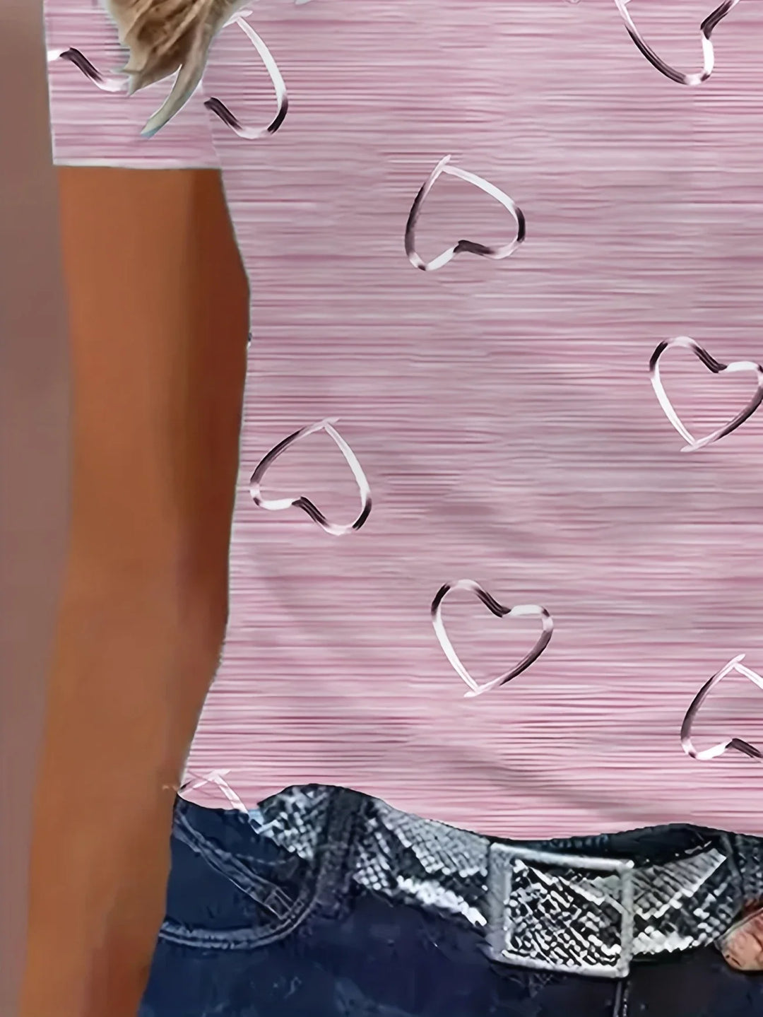 Emlyn - Top Alla Moda Con Scollo a V e Stampa a Cuori