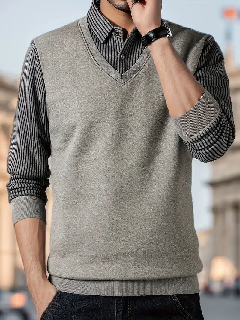 Leroy - Maglione Casual A Maniche Lunghe Lavorato A Maglia