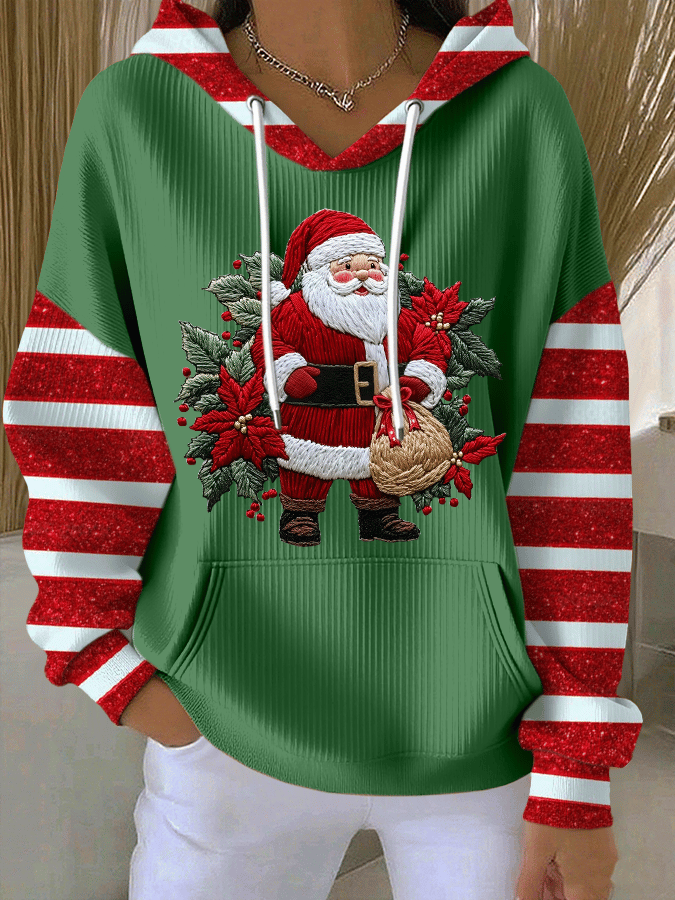Kathryn - Felpa Con Cappuccio e Stampa Babbo Natale