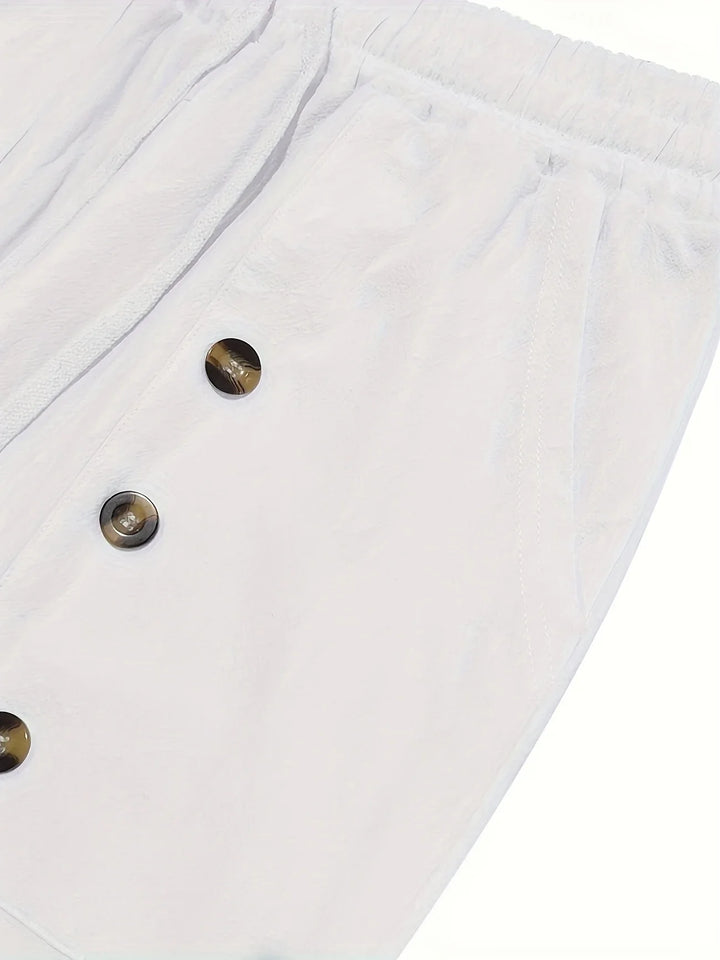 Beslan - Elegante Pantalone A Gamba Dritta Con Bottoni Dorati