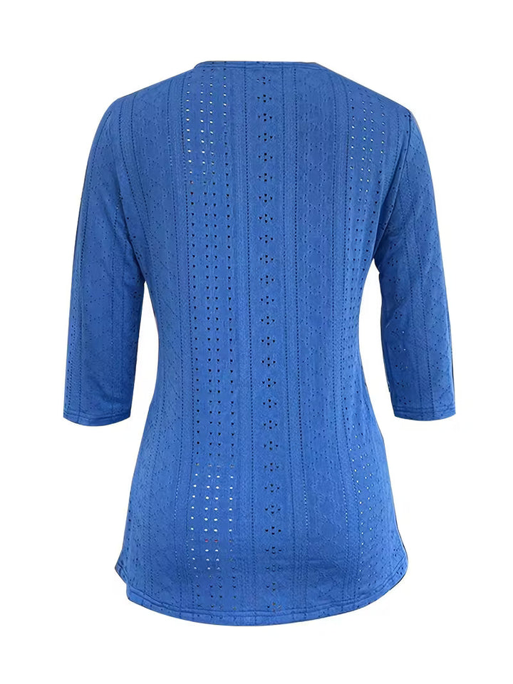 Leyana - Top Con Decorazioni in Pizzo a Contrasto E Bottoni