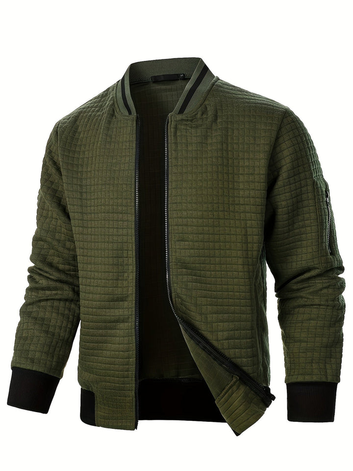 Benjie - Zipper Stand-Up Collar Cardigan Jacket