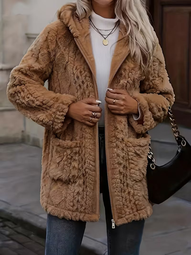 Elima - Cardigan Con Cappuccio, Fodera in Peluche Su Entrambi I Lati E Chiusura Con Cerniera