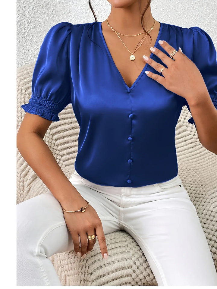Abella - Elegante Camicetta Con Scollo a V e Maniche a Sbuffo