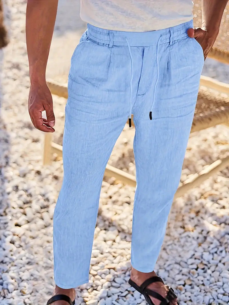 Nichols - Pantaloni Larghi In Lino Con Coulisse