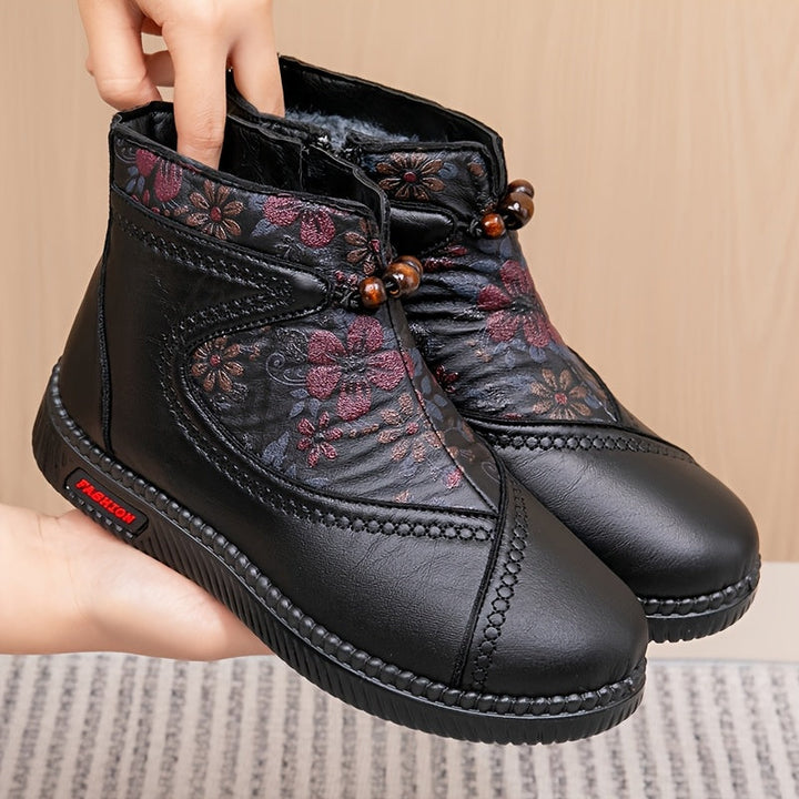 Robbie - Stivaletti Vintage In Pelle Con Motivo Floreale