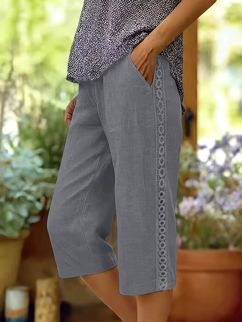 Arnisa - Comodi Pantaloni Estivi Con Tasche Laterali in Pizzo