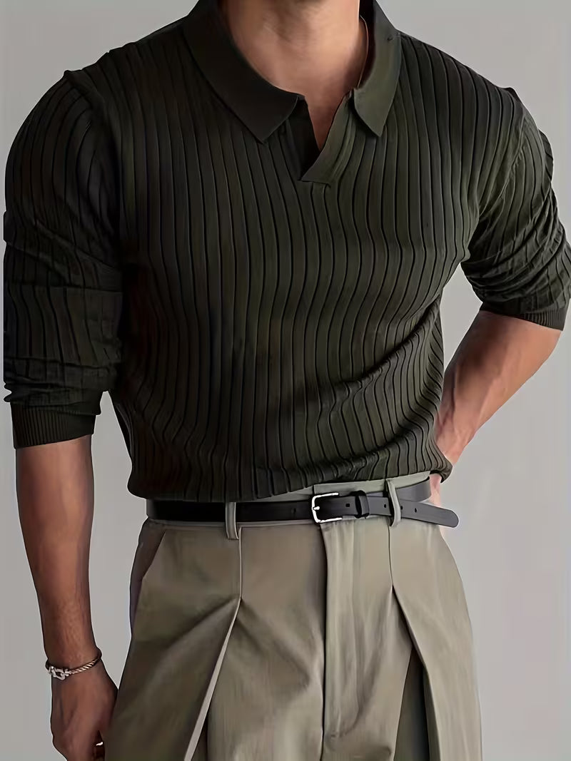 Kaeran - Elegante Maglione Polo in Maglia a Coste