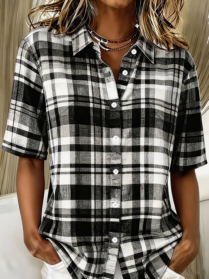 Endrita - Camicia Casual a Maniche Corte Con Bottoni