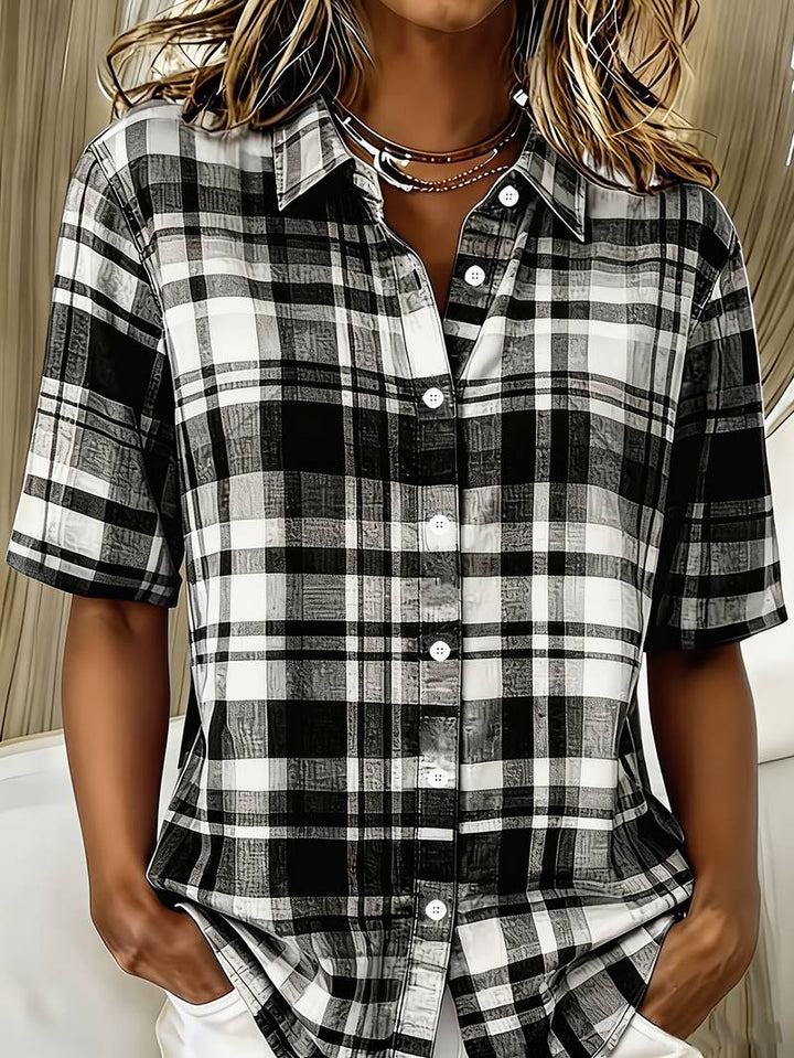 Endrita - Camicia Casual a Maniche Corte Con Bottoni