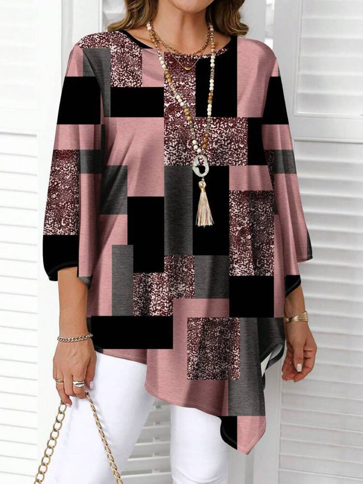 Nurit - Camicetta Oversize a Quadri Con Stampa e Maniche Corte