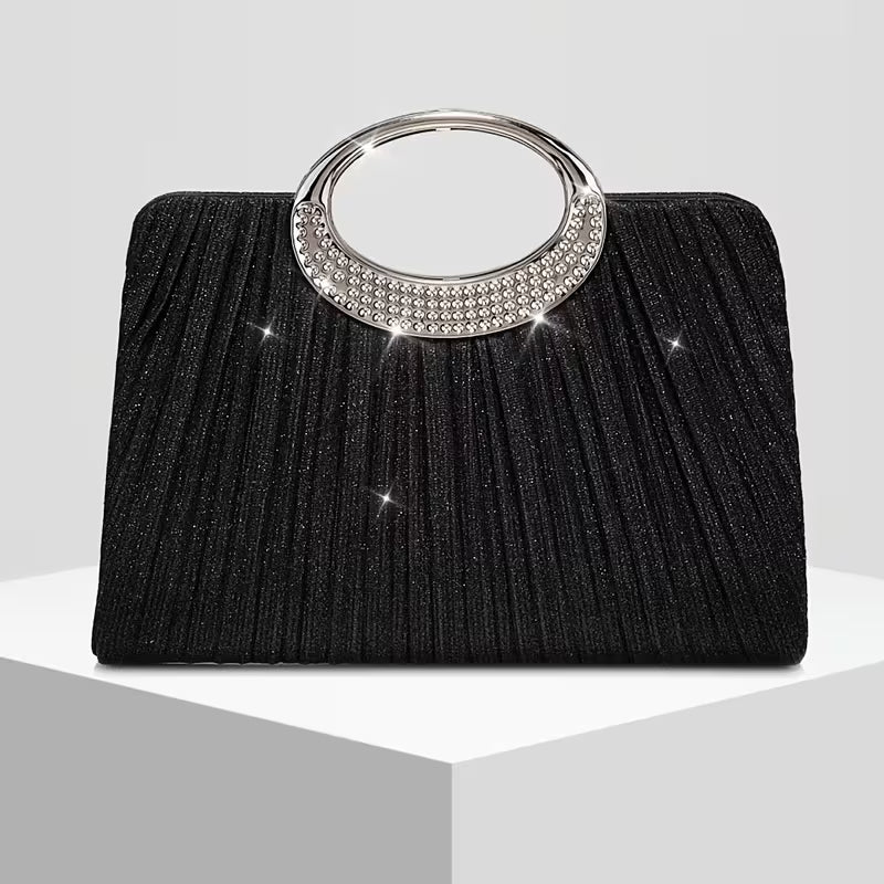 Lizzana - Borsa a Mano Rotonda Lucida Con Anello E Pieghe