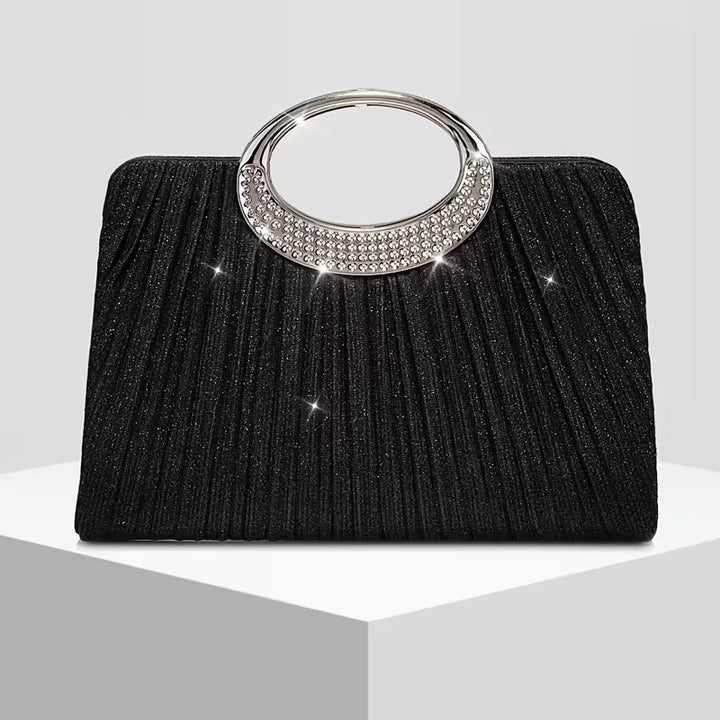 Lizzana - Borsa a Mano Rotonda Lucida Con Anello E Pieghe
