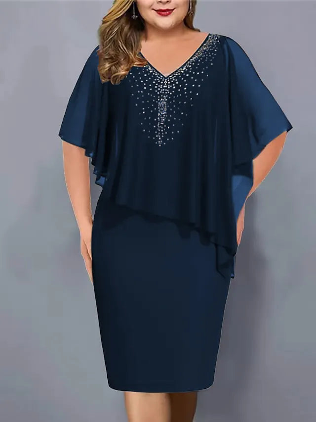 Amelie - Abito in Chiffon Con Scollo a V Impreziosito Da Strass