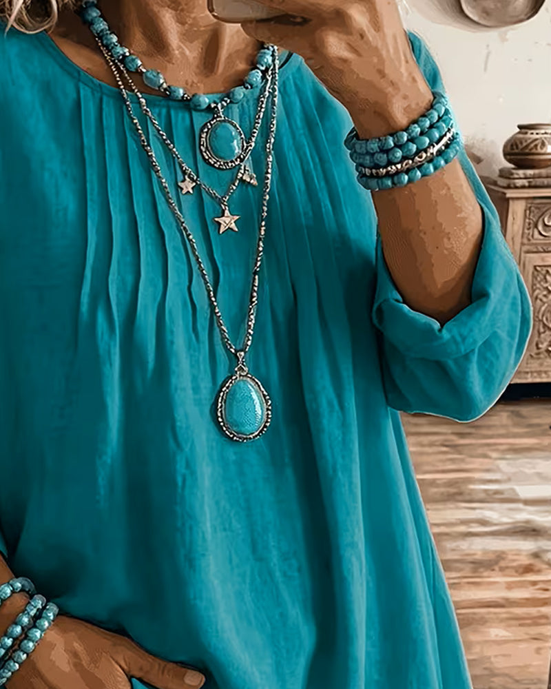 Taireen - Camicetta a Tunica Plissettata in Stile Boho