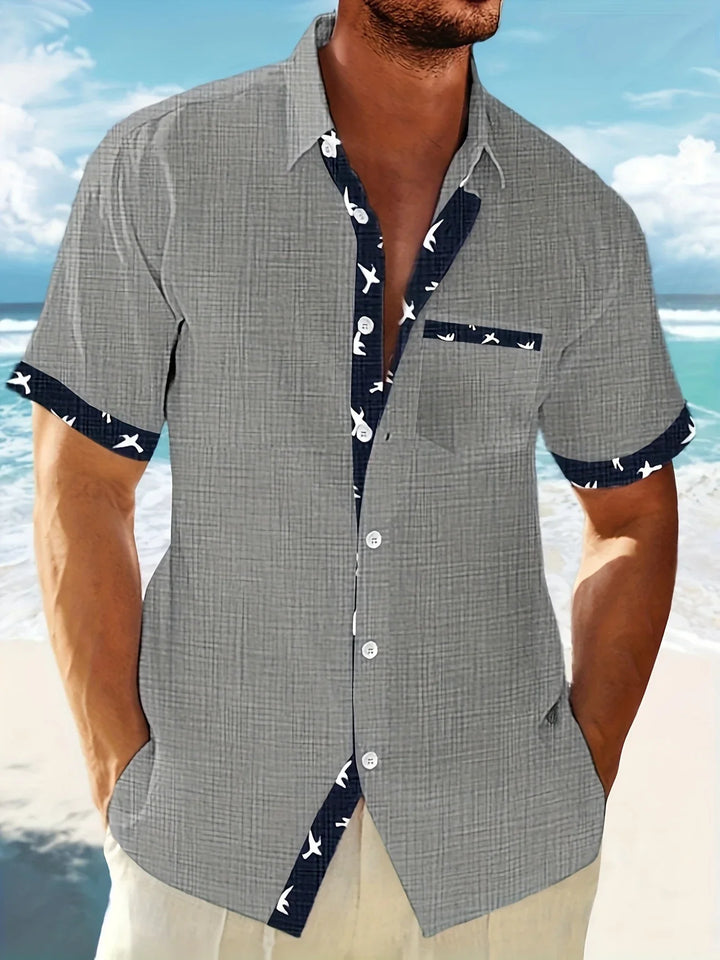 Trofim - Elegante Camicia Con Stampa Uccellino