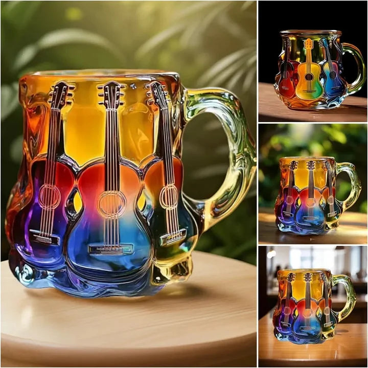 MelodyMug - Tazza con Chitarra in vetro Colorato Arcobaleno