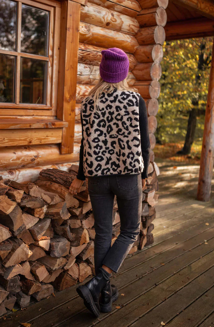 Astrd – Gilet Lavorato a Maglia Leopardato
