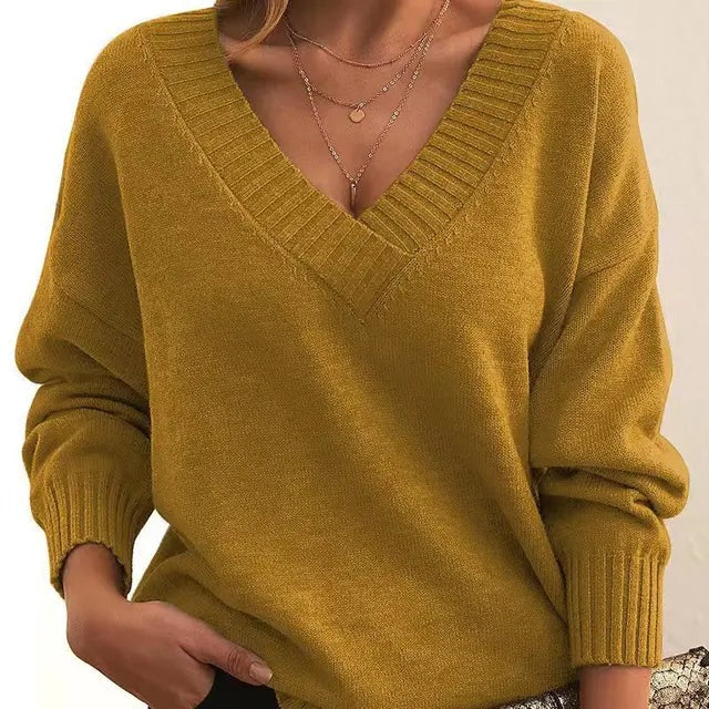 Mordane - Elegante Maglione a Maniche Lunghe Con Scollo a V