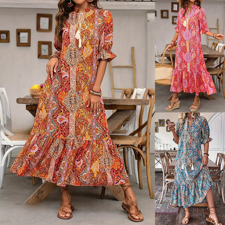 Aniy - Abito Estivo a Fiori con Scollo a V