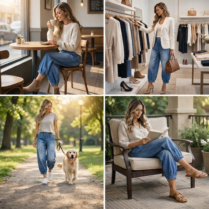 Madavi - Jeans Con Elastico in Vita e Taglio Corto e Ampio