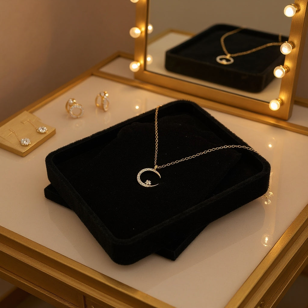 Yalessa - Elegante Collana con Motivo a Forma di Luna